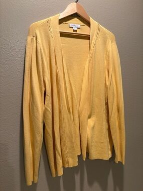 Liz Claiborne 1X Yellow Open Front Cardigan Sweater Knit Layering Plus Size WOW